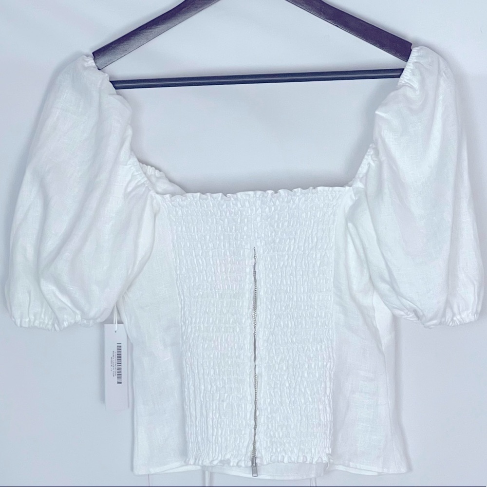 Reformation‎ Top Rory Linen Shirt Blouse Sz 6 Bohemian - Picture 8 of 12